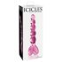 Icicles No. 43 - szklany dildo z sercami i perełkami (różowy)