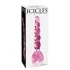Icicles No. 43 - szklany dildo z perełkami i sercem - różowy