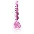 Icicles No. 43 - szklany dildo z sercami i perełkami (różowy)