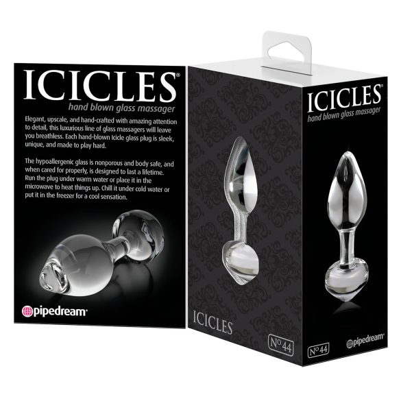 Icicles No. 44 - korek analny szklany - stożkowy - przezroczysty