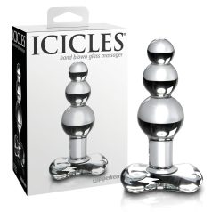   Icicles No. 47 - szklany korek analny - potrójna kulka - przezroczysty