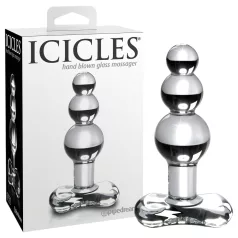   Icicles No. 47 - szklany korek analny - potrójna kulka - przezroczysty