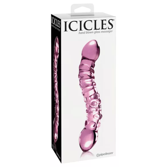 Icicles No. 55 - dildo dwustronne - do punktu G - szkło - różowy