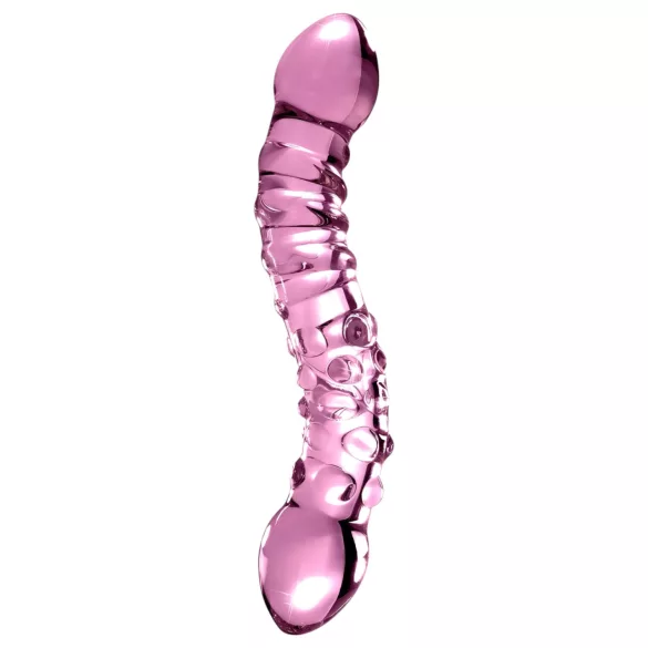 Icicles No. 55 - dildo dwustronne - do punktu G - szkło - różowy