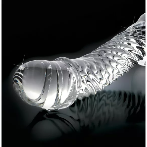 Icicles No. 61 - szklany dildo z jądrami i penisem - przezroczysty
