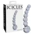 Icicles No. 66 - szklany dildo wygięty z kulkami - przezroczysty