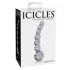 Icicles No. 66 - szklany dildo wygięty z kulkami - przezroczysty