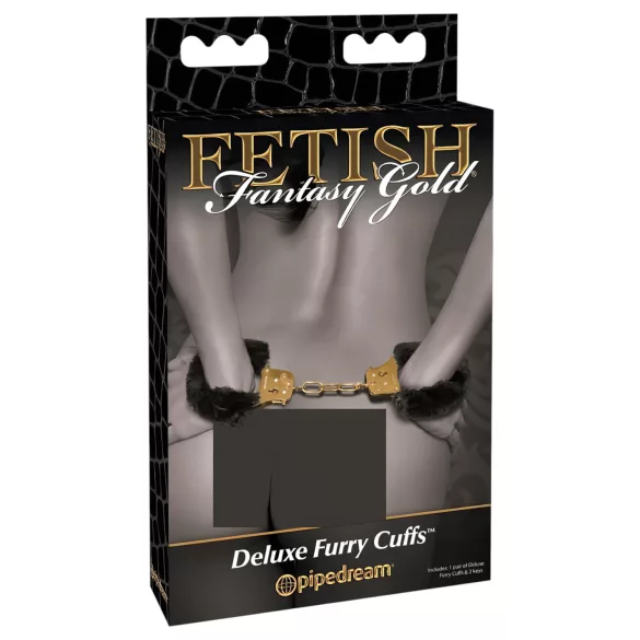 Pipedream Fetish Fantasy Gold - kajdanki pluszowe - czarne