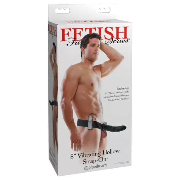 Pipedream Fetish Strap-On 8 - przypinany, pusty w środku wibrator (czarny)