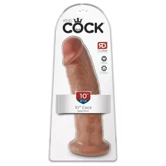   King Cock 10 - duży dildo z przyssawką (25 cm) - ciemny, naturalny kolor