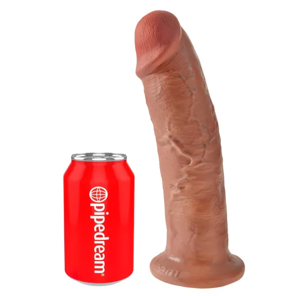 King Cock 10 - duży dildo z przyssawką (25 cm) - ciemny, naturalny kolor