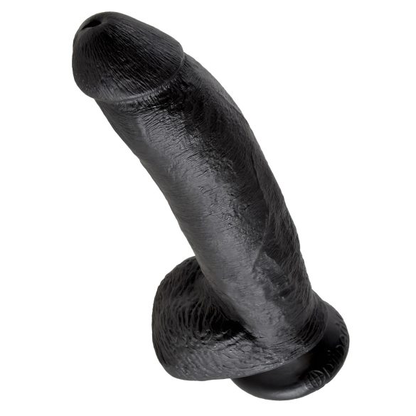 King Cock 9 - duży dildo z jądrami na przyssawce (23 cm) - czarny