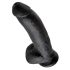 King Cock 9 - duży dildo z jądrami na przyssawce (23 cm) - czarny