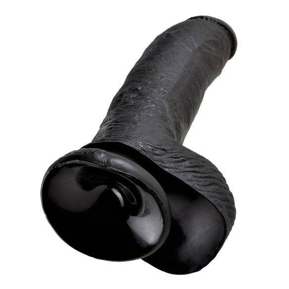 King Cock 9 - duży dildo z jądrami na przyssawce (23 cm) - czarny