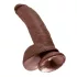 King Cock 9 - dildo z jądrami - z przyssawką - brązowy 23cm