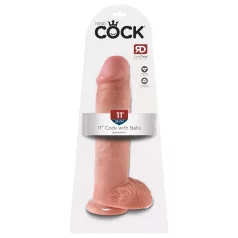   King Cock 11 - realistyczny dildo z jądrami - przyssawka 28cm - beżowy