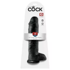 King Cock 11 - dildo z przyssawką i jądrami - czarny 28cm