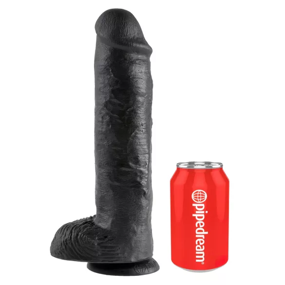 King Cock 11 - dildo z przyssawką i jądrami - czarny 28cm