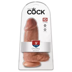   King Cock - dildo z przyssawką - gruby realistyczny - ciemny 23 cm