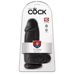   King Cock 9 Chubby - dildo z jądrami i przyssawką - czarny 23 cm