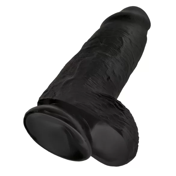 King Cock 9 Chubby - dildo z jądrami i przyssawką - czarny 23 cm