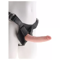   King Cock 7 - przypinane dildo z uprzężą (w kolorze cielistym)