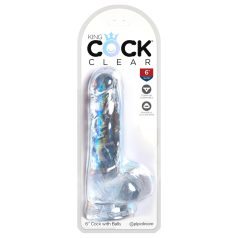 King Cock Clear 6 - dildo z jądrami - przyssawka - 15 cm