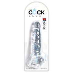 King Cock Clear 8 - dildo z jądrami na przyssawce - 20 cm