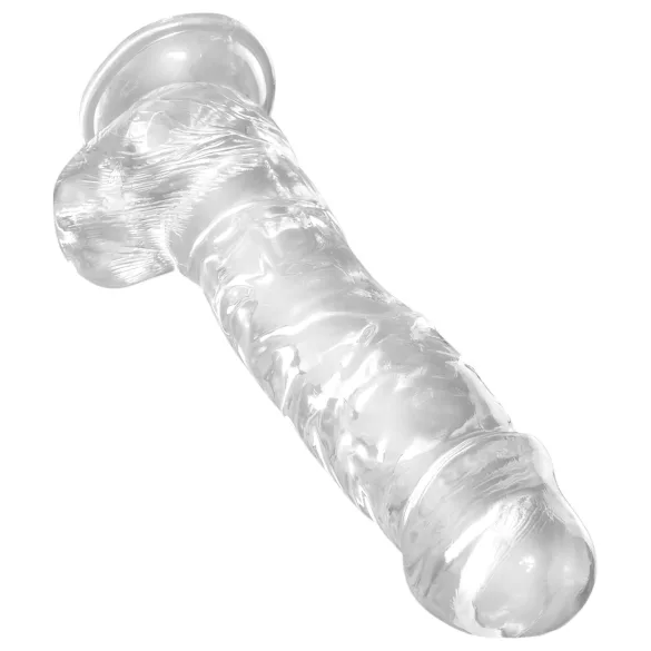 King Cock Clear 8 - dildo z jądrami na przyssawce - 20 cm