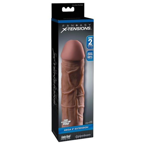 X-TENSION Mega 2 - naturalistyczna nakładka na penisa (20,3 cm) - ciemny naturalny