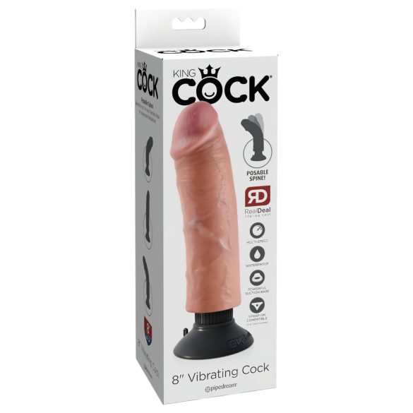 King Cock - wibrujący realistyczny dildo giętki - 25 cm
