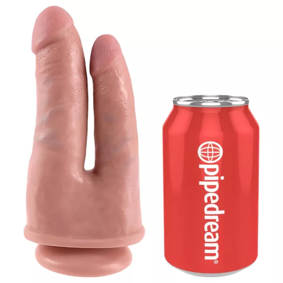 King Cock - podwójny realistyczny dildo do penetracji - silikon cielisty