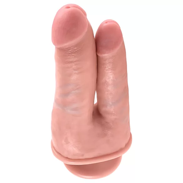 King Cock - podwójny realistyczny dildo do penetracji - silikon cielisty