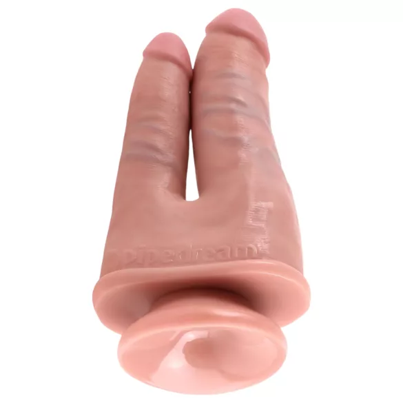King Cock - podwójny realistyczny dildo do penetracji - silikon cielisty