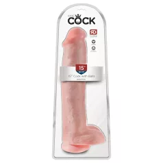   King Cock 15 - realistyczny dildo z jądrami i przyssawką 38cm - cielisty
