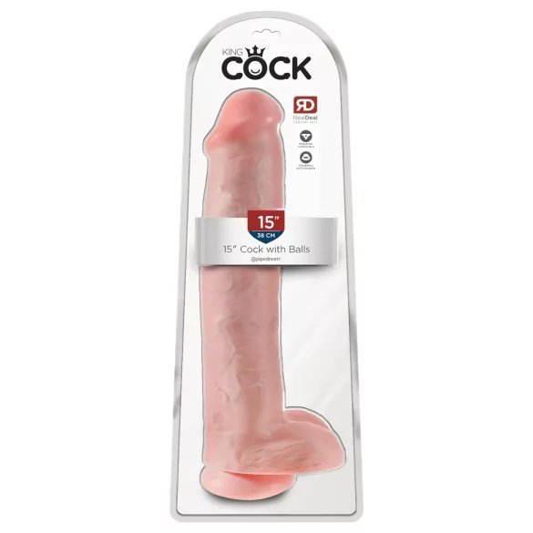 King Cock 15 - dildo z jądrami z przyssawką (38 cm, kolor naturalny)