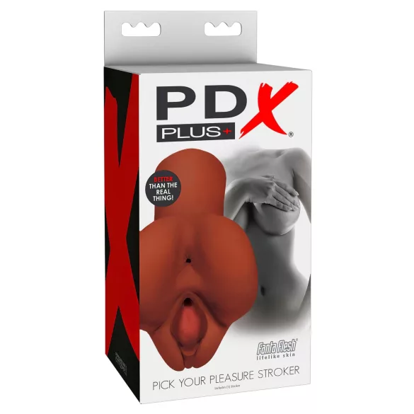 PDX Pick Your Pleasure - realistyczny masturbator 2 w 1 (brązowy)