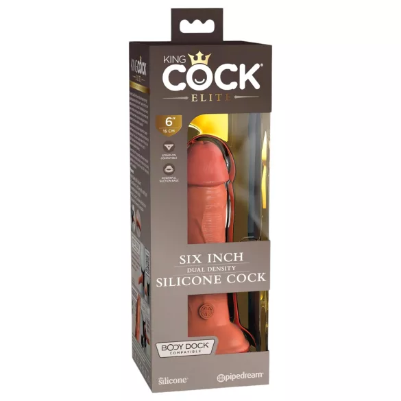 King Cock Elite 6 - realistyczny dildo z przyssawką - ciemny 15 cm