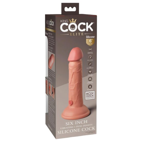 King Cock Elite 6 - realistyczny wibrator - 15 cm - ciemny beżowy