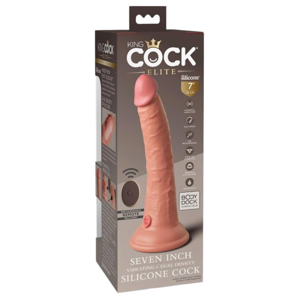 King Cock Elite 7 - wibrator z przyssawką i pilotem - 18cm - cielisty