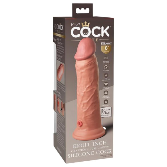 King Cock Elite 8 - wibrator z przyssawką - 20 cm - naturalny