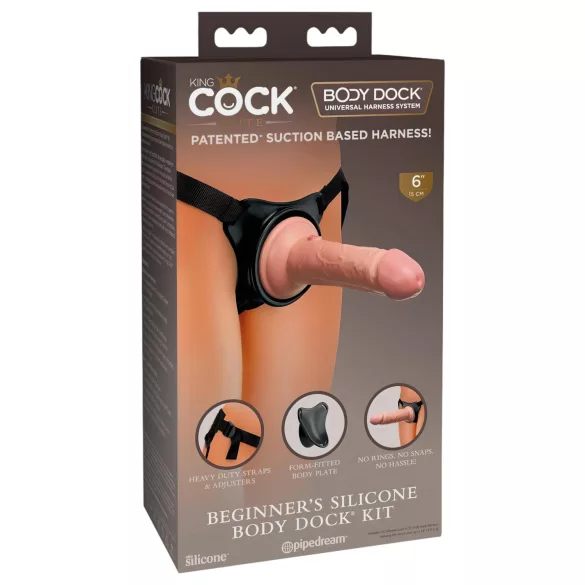 King Cock Elite Beginner's - strap-on dildo - realistyczny - beżowy