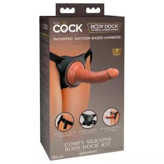   King Cock Elite Comfy - strap-on dildo z uprzężą - ciemny naturalny