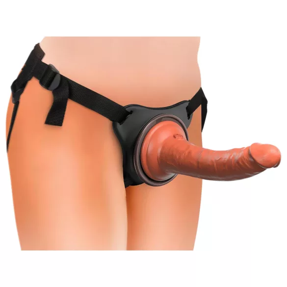 King Cock Elite Comfy - strap-on dildo z uprzężą - ciemny naturalny