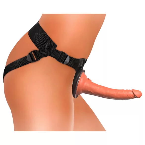 King Cock Elite Comfy - strap-on dildo z uprzężą - ciemny naturalny
