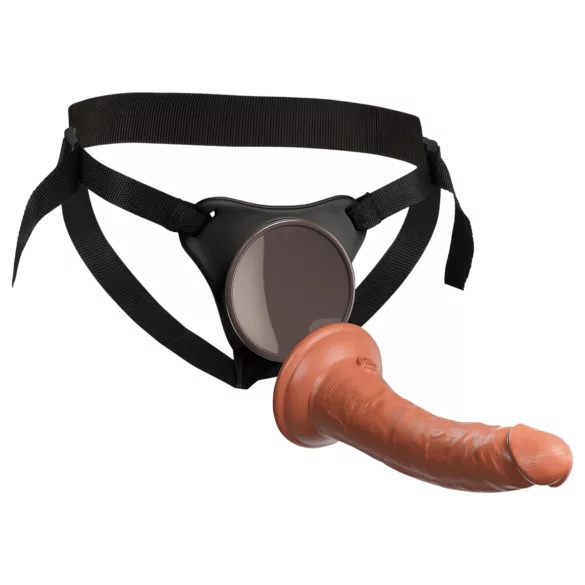 King Cock Elite Comfy - strap-on dildo z uprzężą - ciemny naturalny
