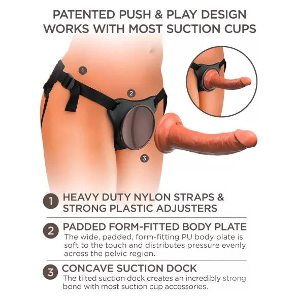 King Cock Elite Comfy - strap-on dildo z uprzężą - ciemny naturalny