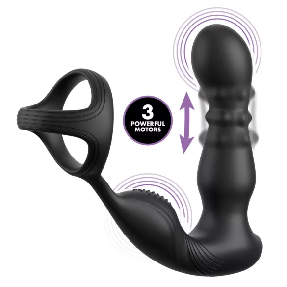 Pipedream Anal Fantasy Ass-Gasm - wibrujący analny masażer z obracającą się główką i pierścieniem na penisa (czarny)