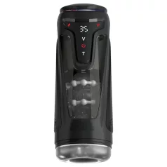   PDX Elite Moto-Bator Pro - koralikowy, podgrzewany posuwisty masturbator (czarny)