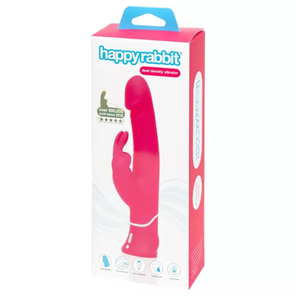 Happyrabbit - wibrujący królik z podwójną gęstością - wodoodporny silikon różowy